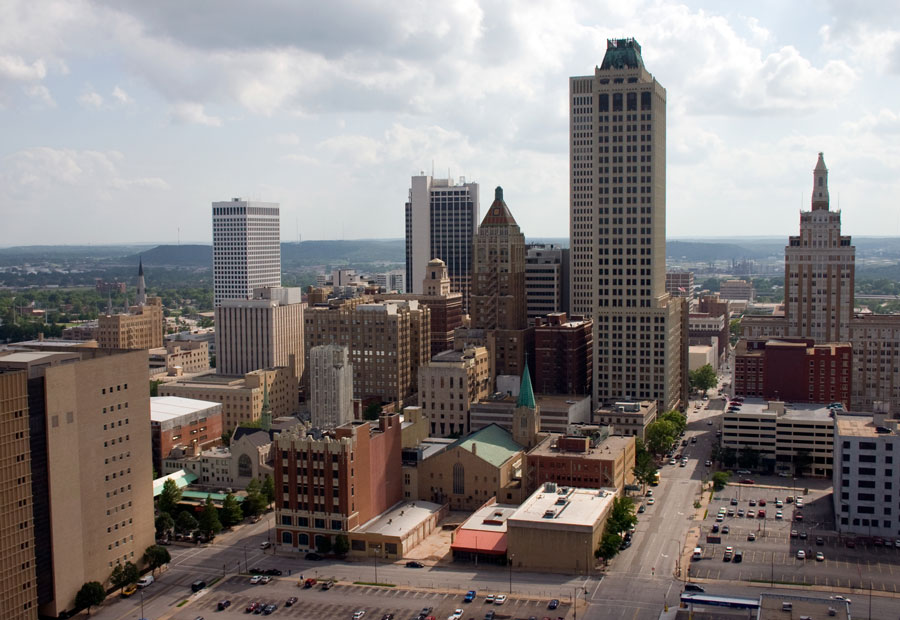 Creek Council Oak Tree and Downtown Tulsa
